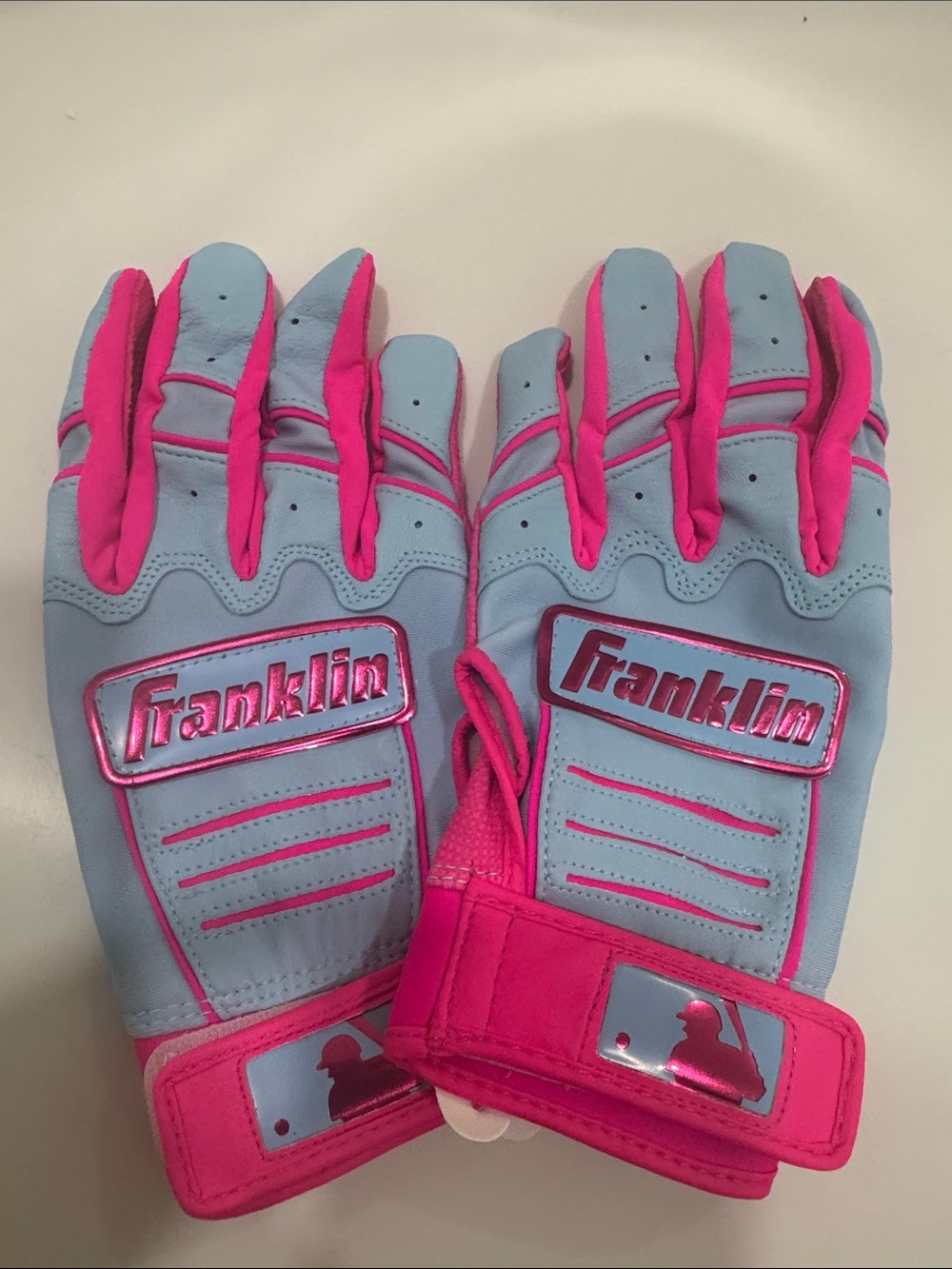 Franklin Women's Light Blue & Pink Batting Gloves